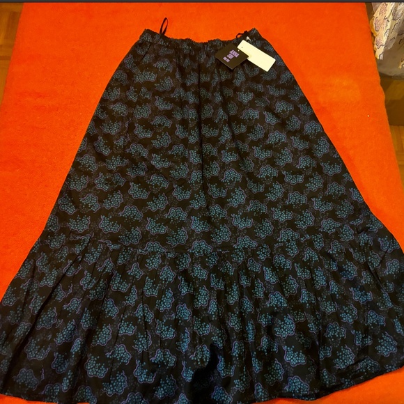 Anna Sui and Uniqlo collab black, blue and purple tiered peasant long skirt NWT - Picture 3 of 10